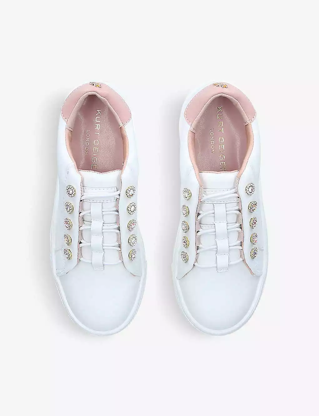 KURT GEIGER LONDON Mini Liviah Embellished Leather Trainers 6-7 Years White 4 KURT GEIGER LONDON Mini Liviah Embellished Leather Trainers 6-7 Years White - Image 2