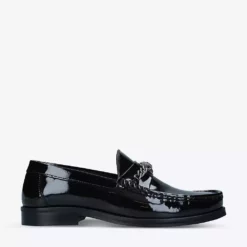 KURT GEIGER LONDON Vincent Chain Embellished Patent Loafers Black