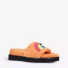 KURT GEIGER LONDON Orson Eagle-embellished Quilted Towelling Sliders For Womens Orange -KURT GEIGERLONDON Sales unnamed file 1038