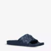 KURT GEIGER LONDON Milo Eagle Embellished Quilted Faux-leather Sliders Navy -KURT GEIGERLONDON Sales unnamed file 1086