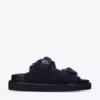 KURT GEIGER LONDON Orson Faux Fur-lined Suede Sandals Navy -KURT GEIGERLONDON Sales unnamed file 1094