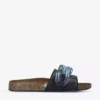 KURT GEIGER LONDON Ozark Rainbow-chain Leather Slides For Womens Black -KURT GEIGERLONDON Sales unnamed file 1095