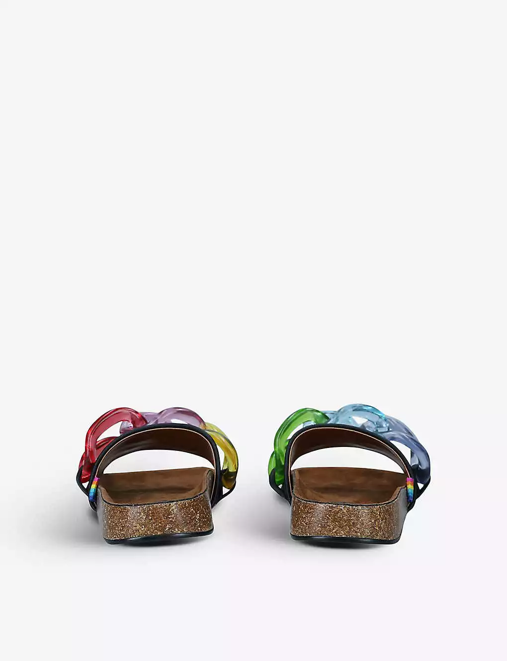 KURT GEIGER LONDON Ozark Rainbow-chain Leather Slides For Womens Black 6 KURT GEIGER LONDON Ozark Rainbow-chain Leather Slides For Womens Black - Image 4