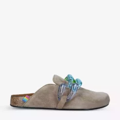 KURT GEIGER LONDON Ozark Rainbow-chain Leather Mules For Womens Taupe