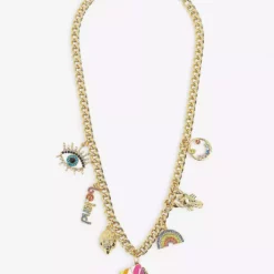 KURT GEIGER LONDON Be Kind Gold-tone Brass Multi-charms Necklace For Womens