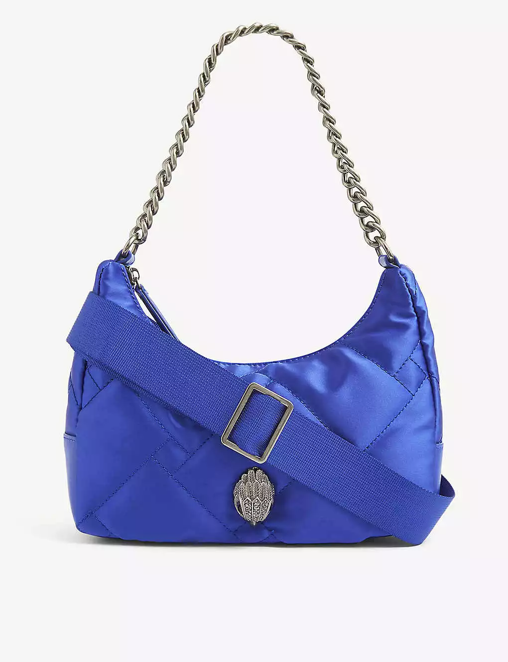 KURT GEIGER LONDON Quilted Recycled Nylon Cross-body Bag For Womens Blue 3 KURT GEIGER LONDON Quilted Recycled Nylon Cross-body Bag For Womens Blue