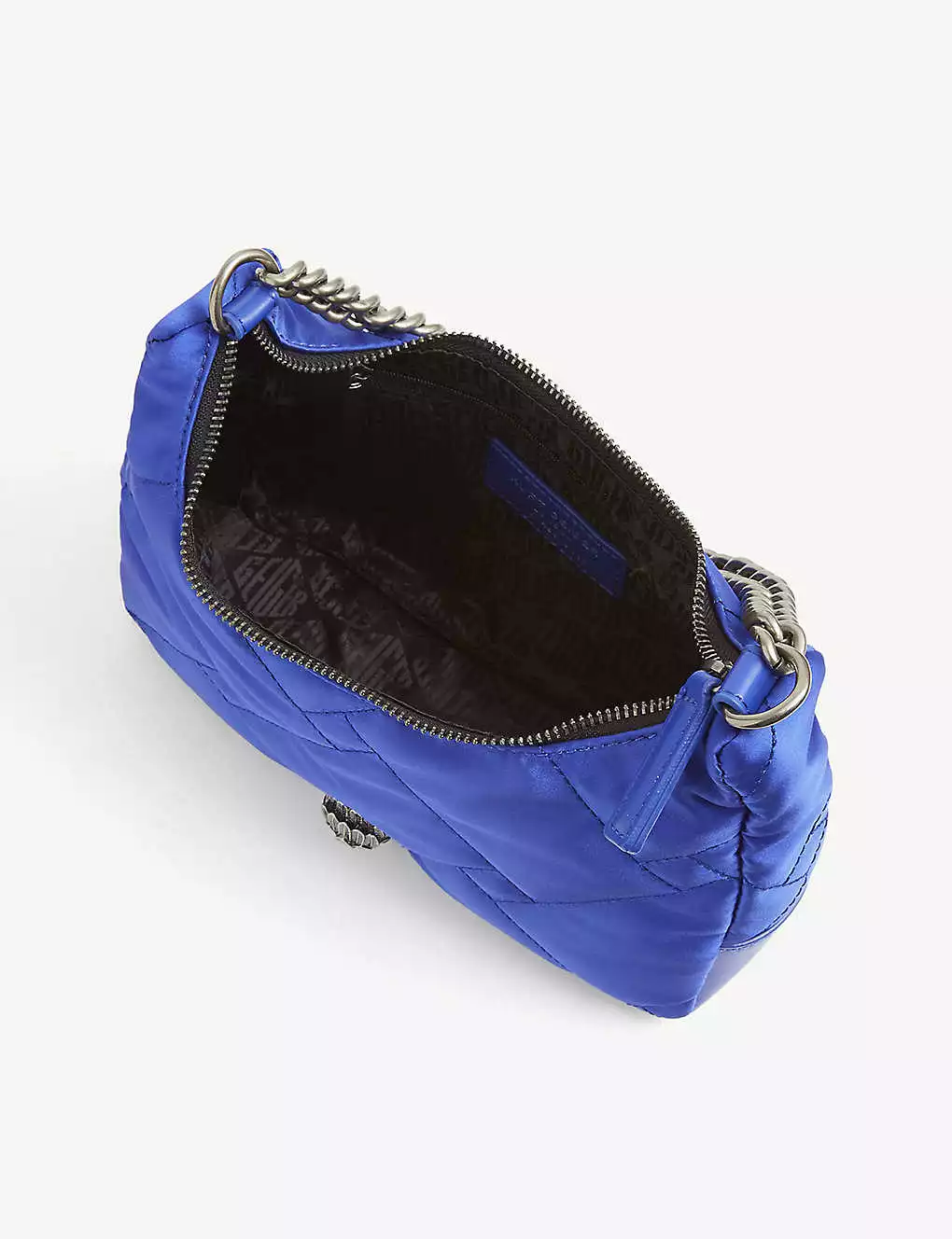 KURT GEIGER LONDON Quilted Recycled Nylon Cross-body Bag For Womens Blue 6 KURT GEIGER LONDON Quilted Recycled Nylon Cross-body Bag For Womens Blue - Image 4