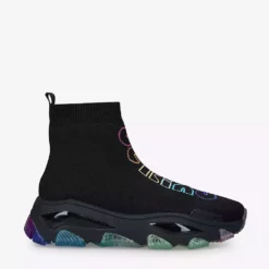 KURT GEIGER LONDON Lettie Be Kind Knitted Sock Trainers For Womens Black