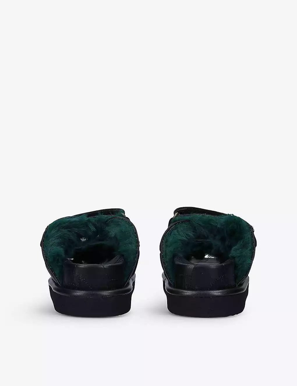 KURT GEIGER LONDON Orson Faux Fur-lined Quilted Faux-leather Sliders For Womens Blk/green 6 KURT GEIGER LONDON Orson Faux Fur-lined Quilted Faux-leather Sliders For Womens Blk/green - Image 4
