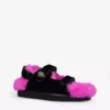 KURT GEIGER LONDON Orson Faux Fur-lined Velvet Sandals For Womens Black/comb 9 KURT GEIGER LONDON Orson Faux Fur-lined Velvet Sandals For Womens Black/comb -KURT GEIGERLONDON Sales unnamed file 1185