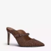 KURT GEIGER LONDON Duke Drench Crystal-embellished Faux-suede Heeled Mules For Womens Brown -KURT GEIGERLONDON Sales unnamed file 1205