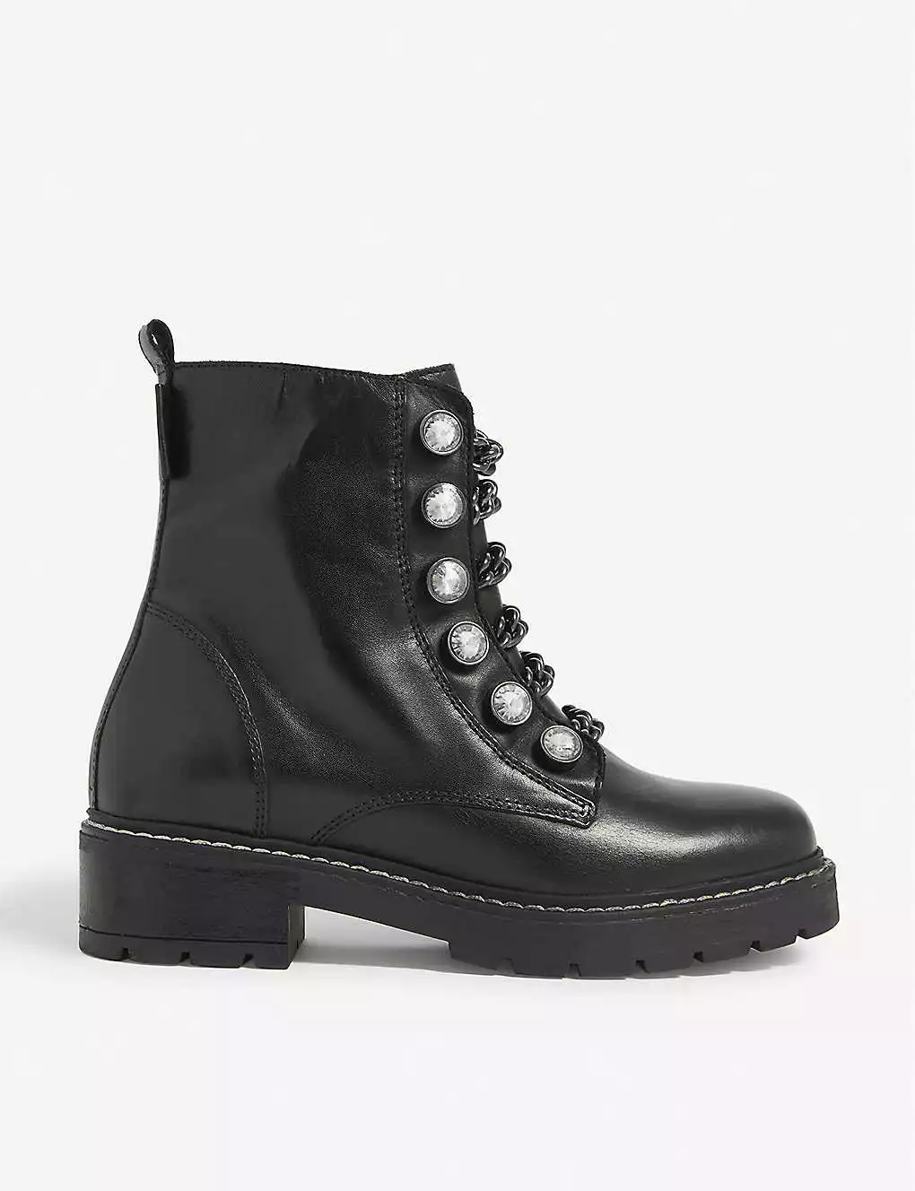 KURT GEIGER LONDON Bax Crystal-embellished Leather Ankle Boots For Womens Black 3 KURT GEIGER LONDON Bax Crystal-embellished Leather Ankle Boots For Womens Black