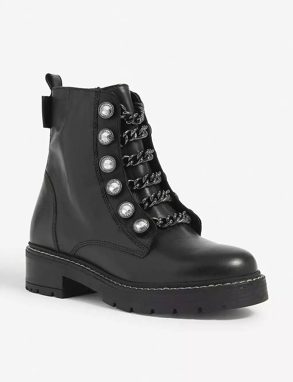 KURT GEIGER LONDON Bax Crystal-embellished Leather Ankle Boots For Womens Black 5 KURT GEIGER LONDON Bax Crystal-embellished Leather Ankle Boots For Womens Black - Image 3