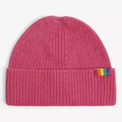 KURT GEIGER LONDON Logo-patch Cotton-blend Beanie Hat For Womens Fushia