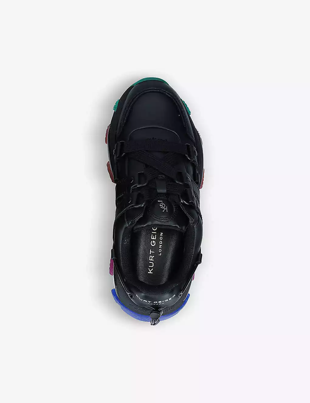 KURT GEIGER LONDON Lettie Rainbow-inset Chunky Leather Trainers For Womens Black 4 KURT GEIGER LONDON Lettie Rainbow-inset Chunky Leather Trainers For Womens Black - Image 2