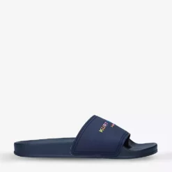KURT GEIGER LONDON KGL Brand-embossed Shell Pool Sliders Navy