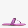 KURT GEIGER LONDON Kensington T-bar Leather Sandals For Womens Fuchsia -KURT GEIGERLONDON Sales unnamed file 1295