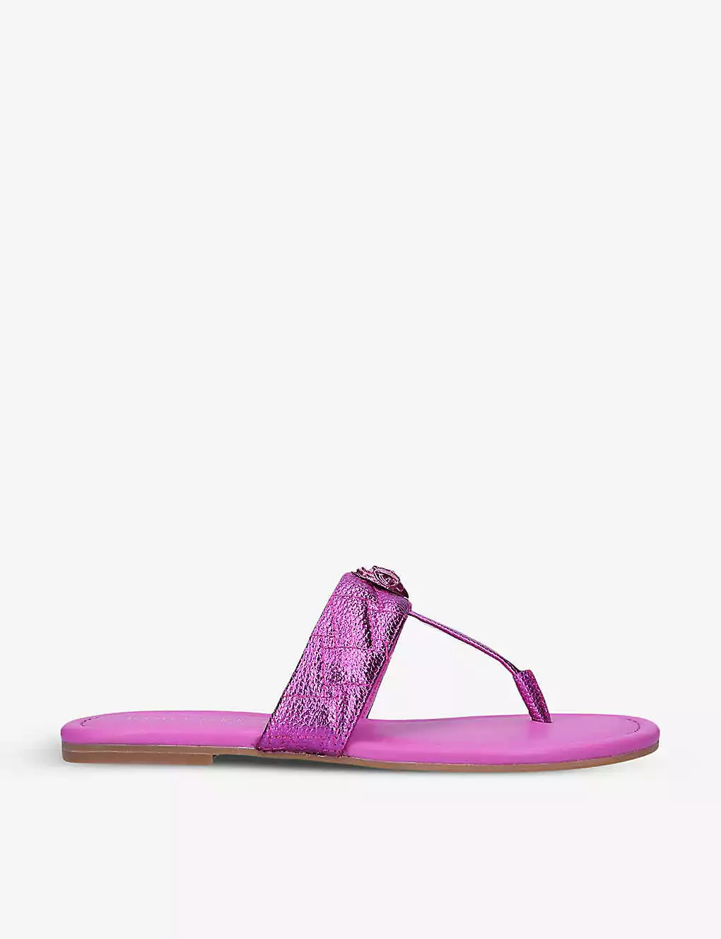 KURT GEIGER LONDON Kensington T-bar Leather Sandals For Womens Fuchsia 3 KURT GEIGER LONDON Kensington T-bar Leather Sandals For Womens Fuchsia