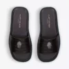 KURT GEIGER LONDON Oscar Eagle-embellished Croc-embossed Leather Sliders Brown -KURT GEIGERLONDON Sales unnamed file 1305