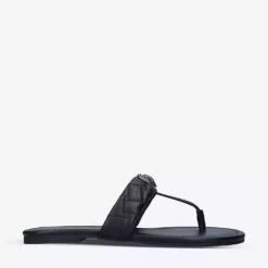 KURT GEIGER LONDON Kensington T-bar Leather Sandals For Womens Black