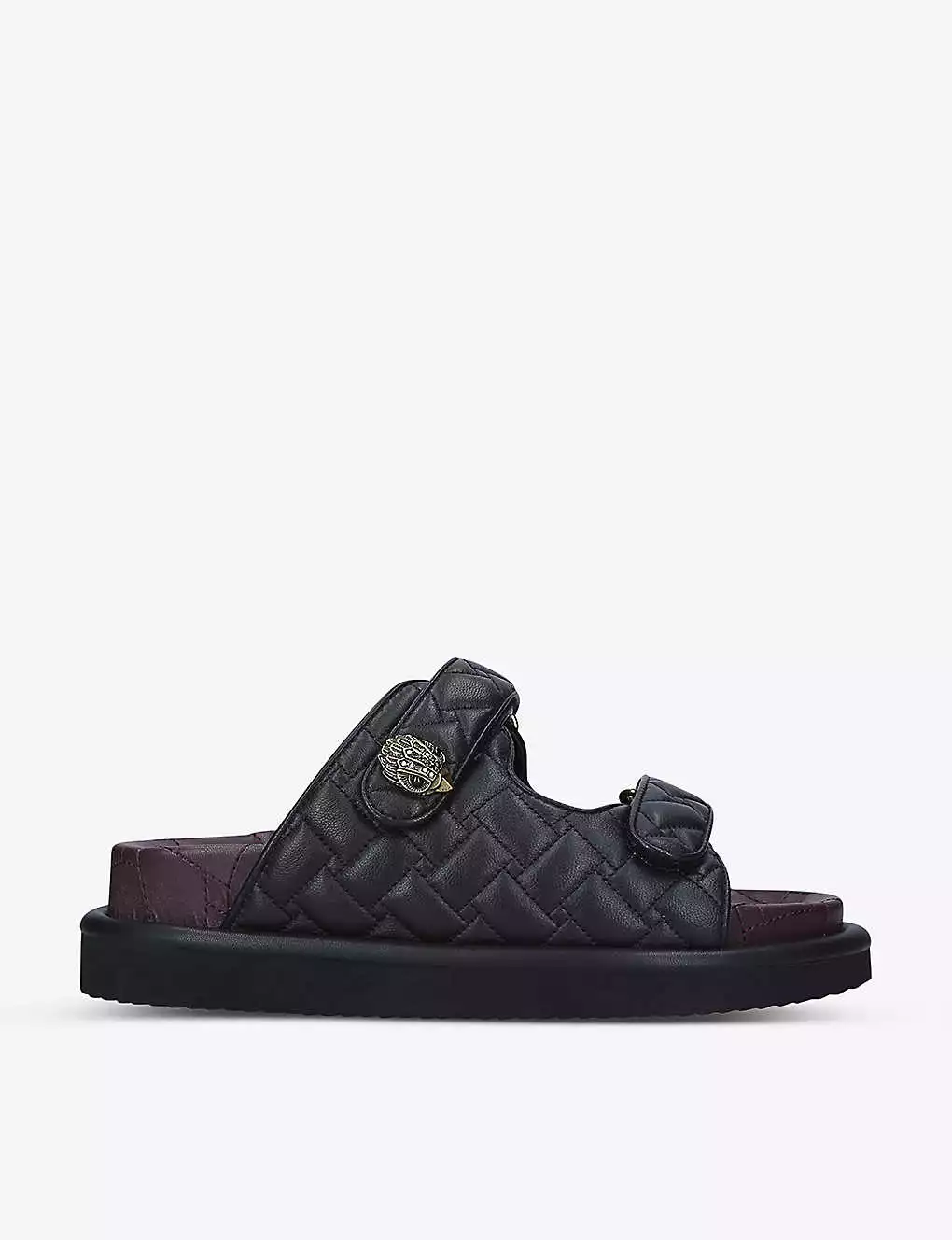KURT GEIGER LONDON Orson Quilted Faux-leather Slides For Womens Black/comb 3 KURT GEIGER LONDON Orson Quilted Faux-leather Slides For Womens Black/comb