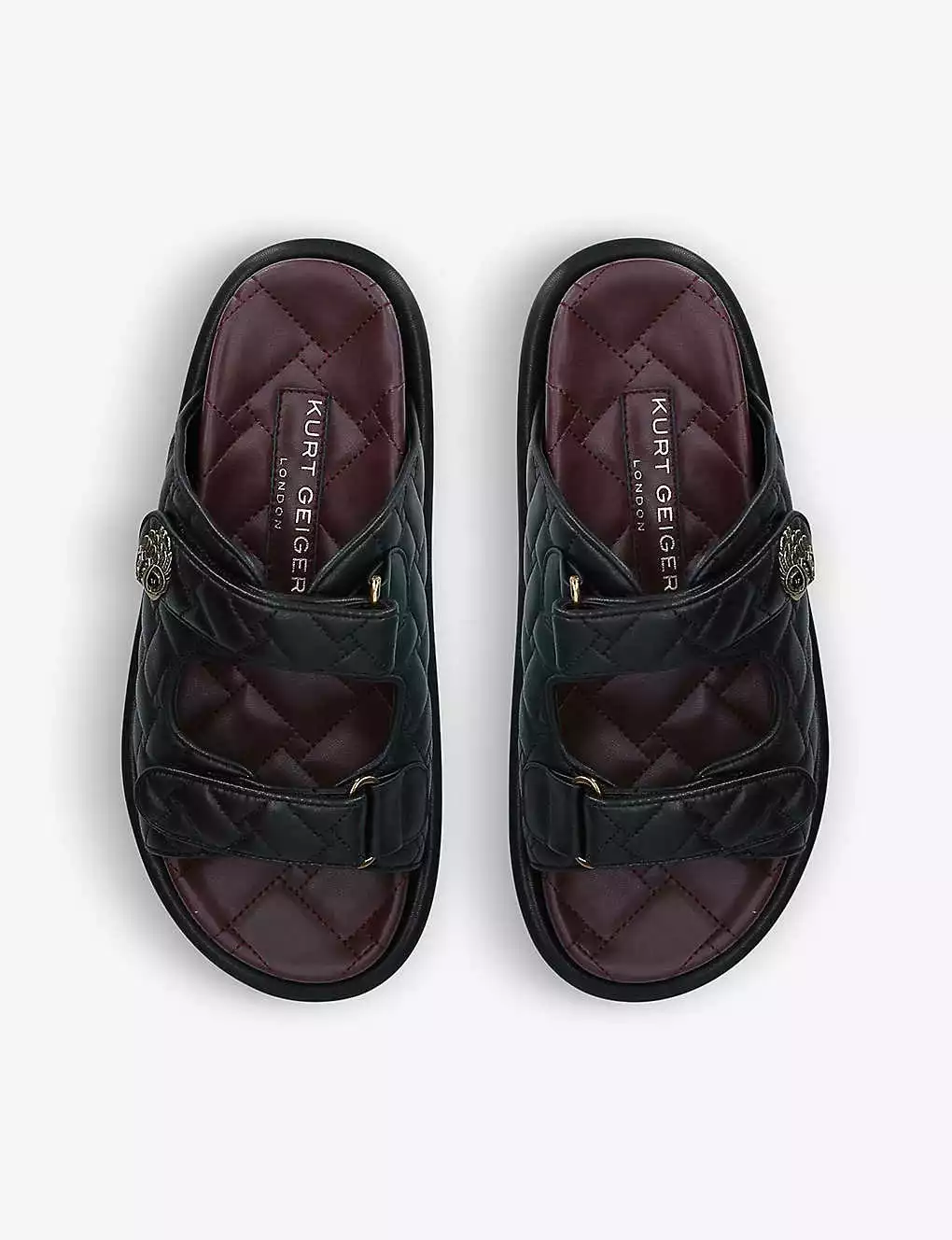 KURT GEIGER LONDON Orson Quilted Faux-leather Slides For Womens Black/comb 4 KURT GEIGER LONDON Orson Quilted Faux-leather Slides For Womens Black/comb - Image 2