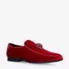 KURT GEIGER LONDON Hugh Eagle Duchess Embellished Velvet Loafers For Womens Red -KURT GEIGERLONDON Sales unnamed file 1367