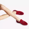 KURT GEIGER LONDON Hugh Eagle Duchess Embellished Velvet Loafers For Womens Red -KURT GEIGERLONDON Sales unnamed file 1369