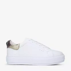 KURT GEIGER LONDON Laney Eagle Leather Platform Trainers For Womens Metal Comb