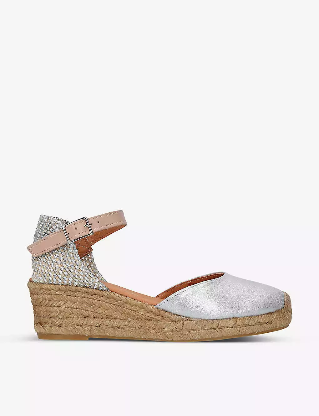 KURT GEIGER LONDON Minty Metallic Leather Wedge Sandals For Womens Silver 6 KURT GEIGER LONDON Minty Metallic Leather Wedge Sandals For Womens Silver - Image 4