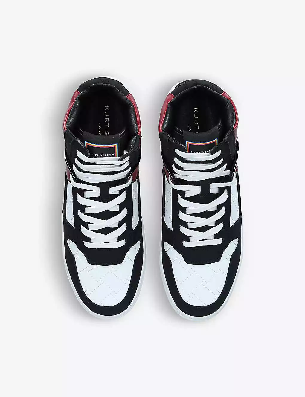 KURT GEIGER LONDON Lane High-top Panelled Faux-leather Trainers For Womens Blk/red 4 KURT GEIGER LONDON Lane High-top Panelled Faux-leather Trainers For Womens Blk/red - Image 2
