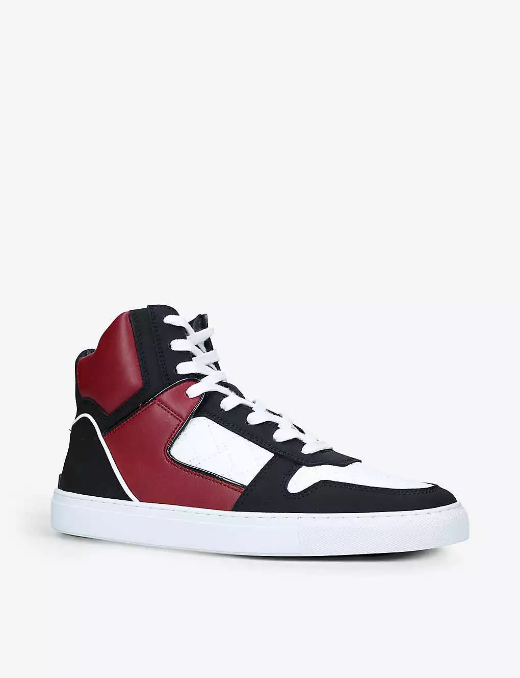 KURT GEIGER LONDON Lane High-top Panelled Faux-leather Trainers For Womens Blk/red 5 KURT GEIGER LONDON Lane High-top Panelled Faux-leather Trainers For Womens Blk/red - Image 3