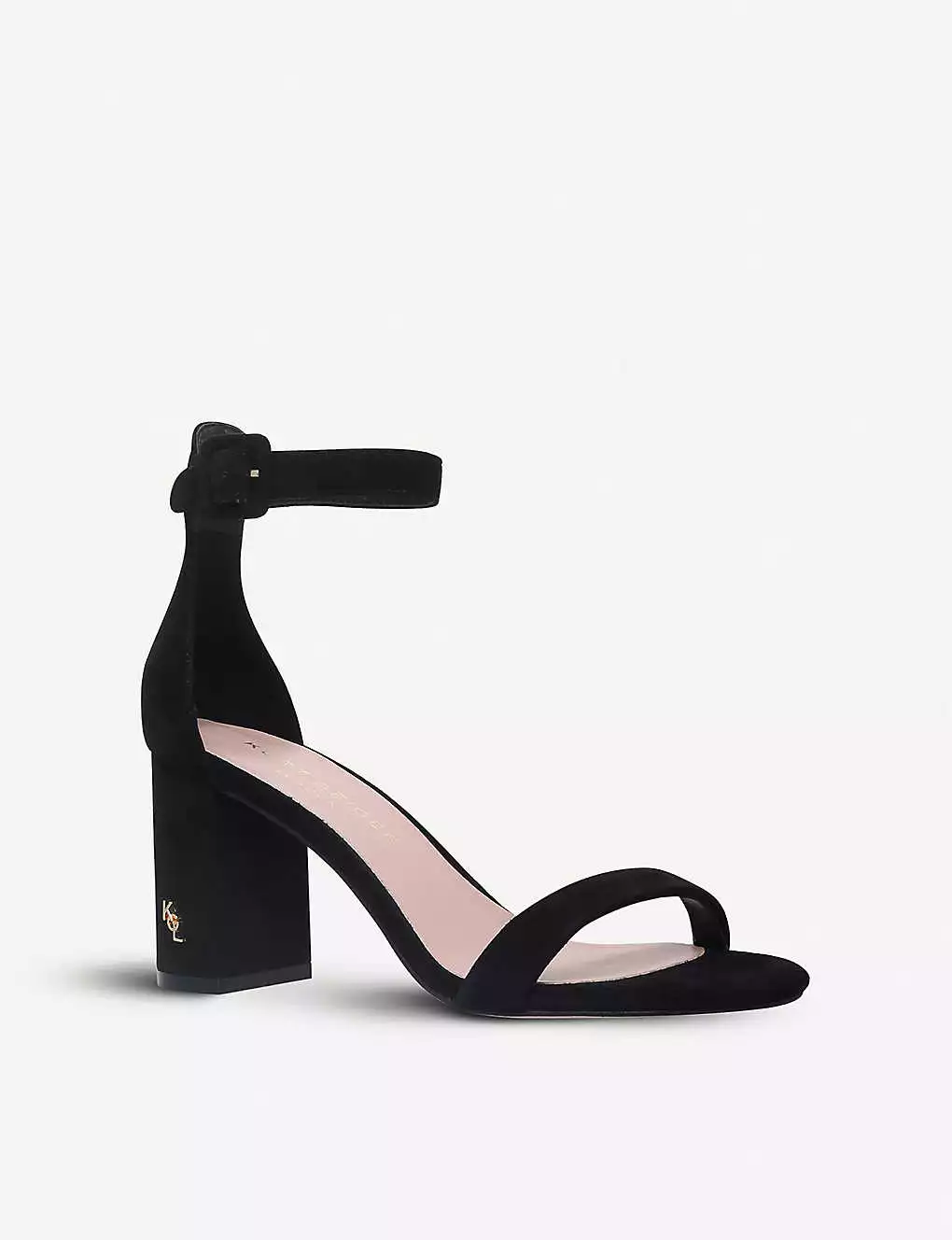 KURT GEIGER LONDON Langley Suede Heeled Sandals For Womens Black 5 KURT GEIGER LONDON Langley Suede Heeled Sandals For Womens Black - Image 3