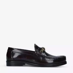 KURT GEIGER LONDON Vincent Chain Leather Loafers Wine