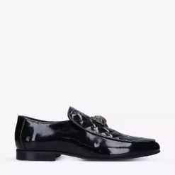 KURT GEIGER LONDON Hugh Eagle Head Embellished Patent Loafers Black