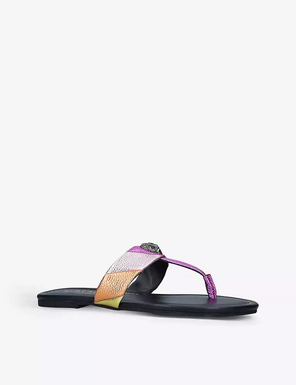 KURT GEIGER LONDON Kensington Striped T-bar Leather Sandals For Womens Mult/other 5 KURT GEIGER LONDON Kensington Striped T-bar Leather Sandals For Womens Mult/other - Image 3
