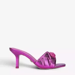 KURT GEIGER LONDON Kensington Metallic Leather Mules For Womens Fushia Cmb
