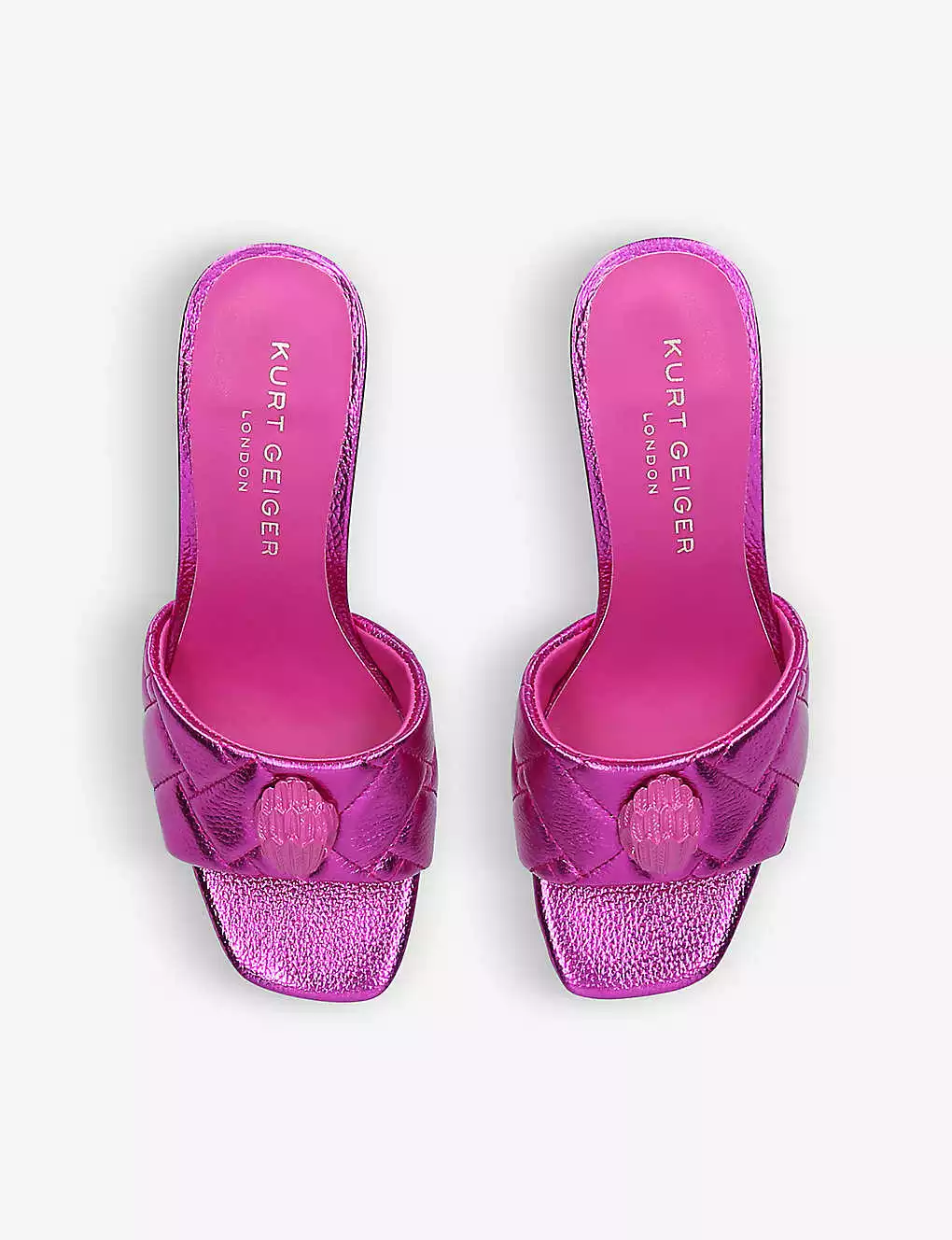 KURT GEIGER LONDON Kensington Metallic Leather Mules For Womens Fushia Cmb 4 KURT GEIGER LONDON Kensington Metallic Leather Mules For Womens Fushia Cmb - Image 2