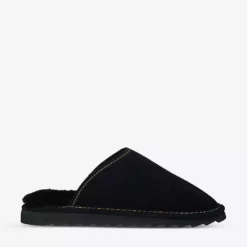 KURT GEIGER LONDON Cosy Stitch Shearling-lined Suede Slippers Black