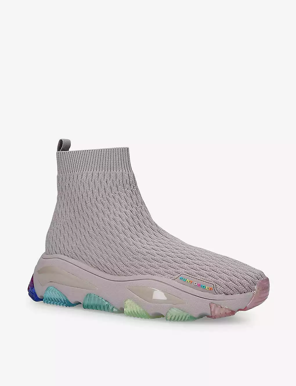 KURT GEIGER LONDON Lettie Contrasting-insert Knitted Sock Trainers For Womens Blush 5 KURT GEIGER LONDON Lettie Contrasting-insert Knitted Sock Trainers For Womens Blush - Image 3