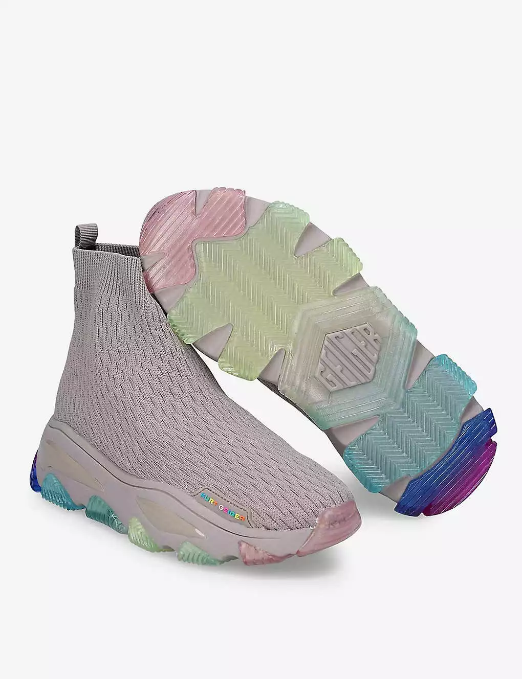 KURT GEIGER LONDON Lettie Contrasting-insert Knitted Sock Trainers For Womens Blush 6 KURT GEIGER LONDON Lettie Contrasting-insert Knitted Sock Trainers For Womens Blush - Image 4