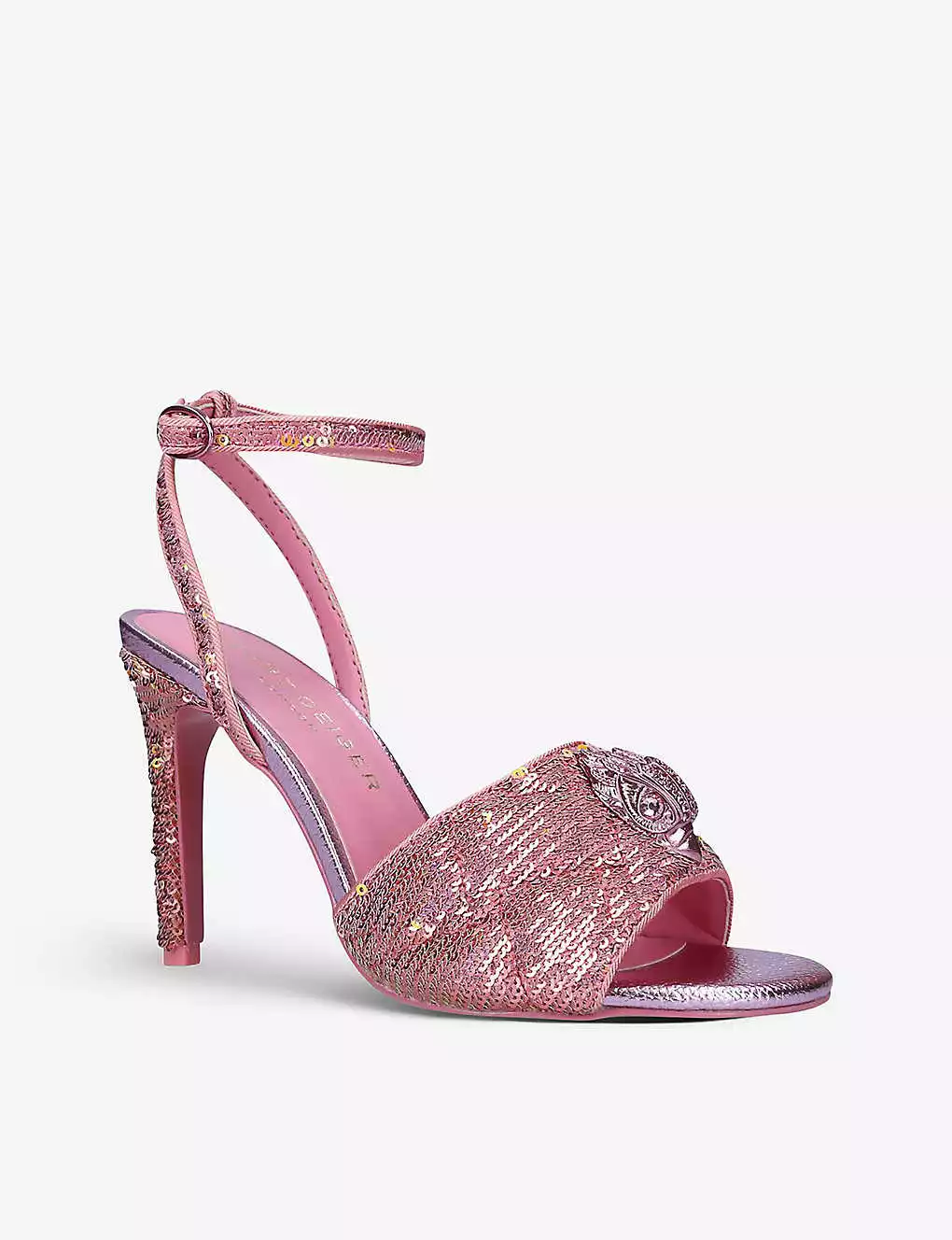 KURT GEIGER LONDON Kensington Sequin-embellished Woven Heeled Sandals For Womens Pink 5 KURT GEIGER LONDON Kensington Sequin-embellished Woven Heeled Sandals For Womens Pink - Image 3