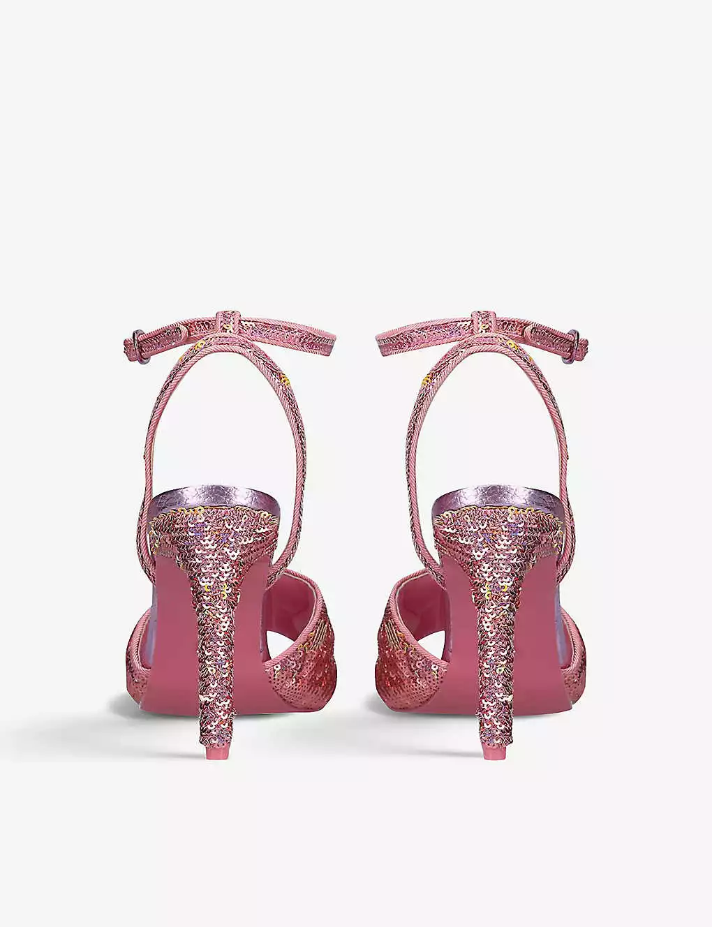 KURT GEIGER LONDON Kensington Sequin-embellished Woven Heeled Sandals For Womens Pink 6 KURT GEIGER LONDON Kensington Sequin-embellished Woven Heeled Sandals For Womens Pink - Image 4