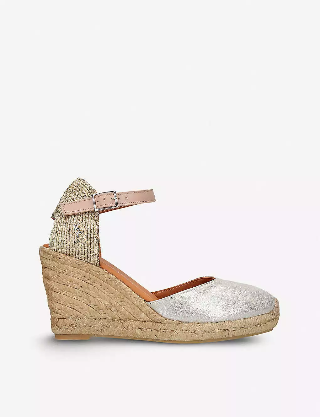 KURT GEIGER LONDON Monty Metallic Leather Wedge Sandals For Womens Gold Comb 3 KURT GEIGER LONDON Monty Metallic Leather Wedge Sandals For Womens Gold Comb