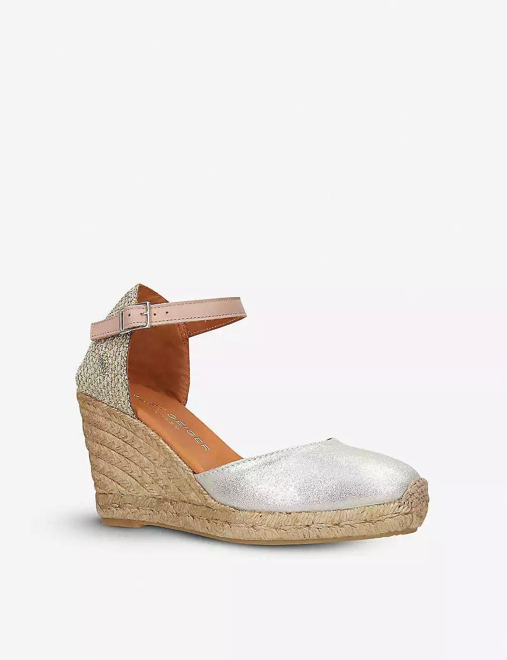 KURT GEIGER LONDON Monty Metallic Leather Wedge Sandals For Womens Gold Comb 5 KURT GEIGER LONDON Monty Metallic Leather Wedge Sandals For Womens Gold Comb - Image 3