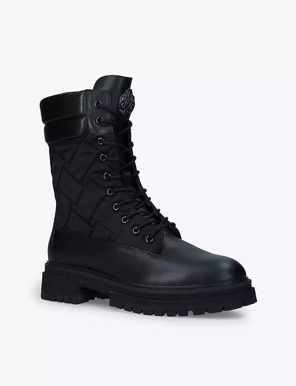 KURT GEIGER LONDON Bear Eagle-embellished Quilted Leather And Nylon Combat Boots Black 5 KURT GEIGER LONDON Bear Eagle-embellished Quilted Leather And Nylon Combat Boots Black - Image 3