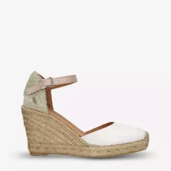 KURT GEIGER LONDON Monty Leather And Raffia Wedge Sandals For Womens Bone