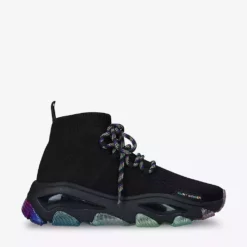 KURT GEIGER LONDON Lettie Contrasting-insert Knitted Sock Trainers For Womens Black