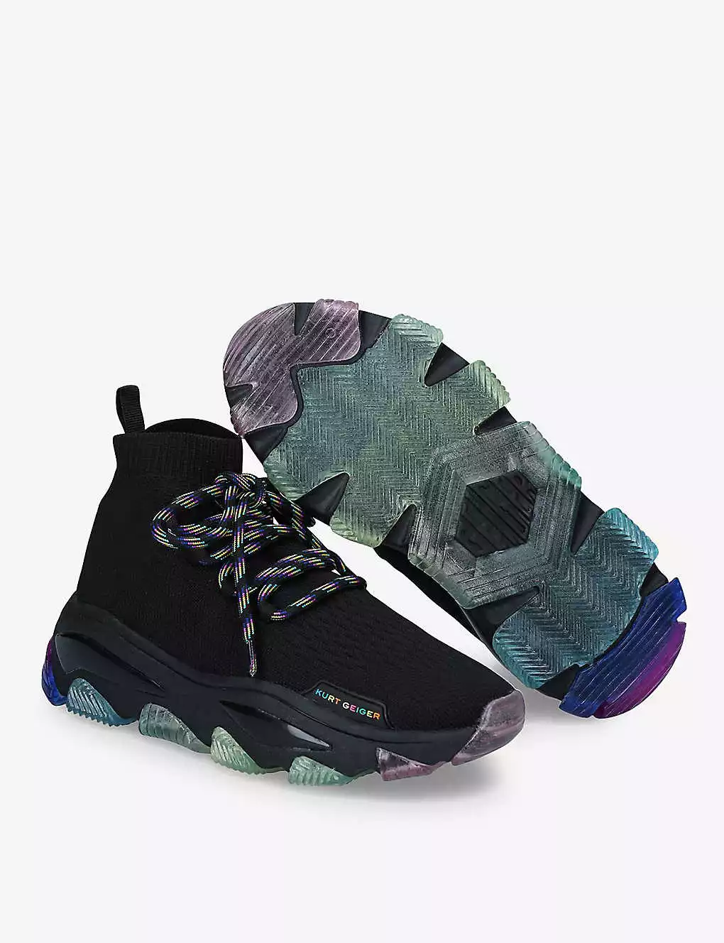 KURT GEIGER LONDON Lettie Contrasting-insert Knitted Sock Trainers For Womens Black 4 KURT GEIGER LONDON Lettie Contrasting-insert Knitted Sock Trainers For Womens Black - Image 2