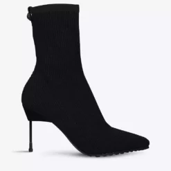 KURT GEIGER LONDON Barbican Drench Ribbed Woven Sock Boots For Womens Black
